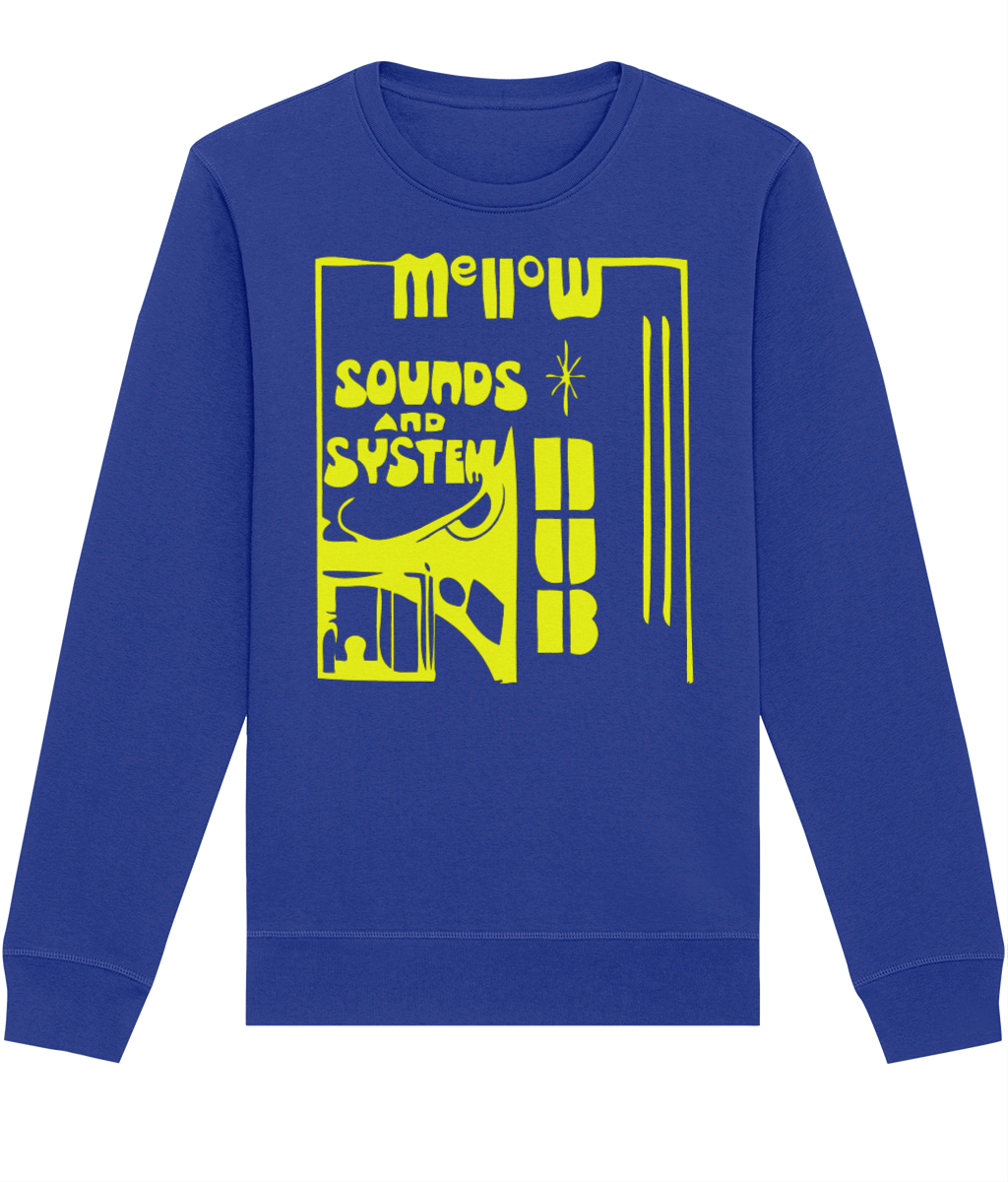 bloodsweatandtees | Mellow Sounds System Dub Organic Sweatshirt YELLOW/ Royal_Blue