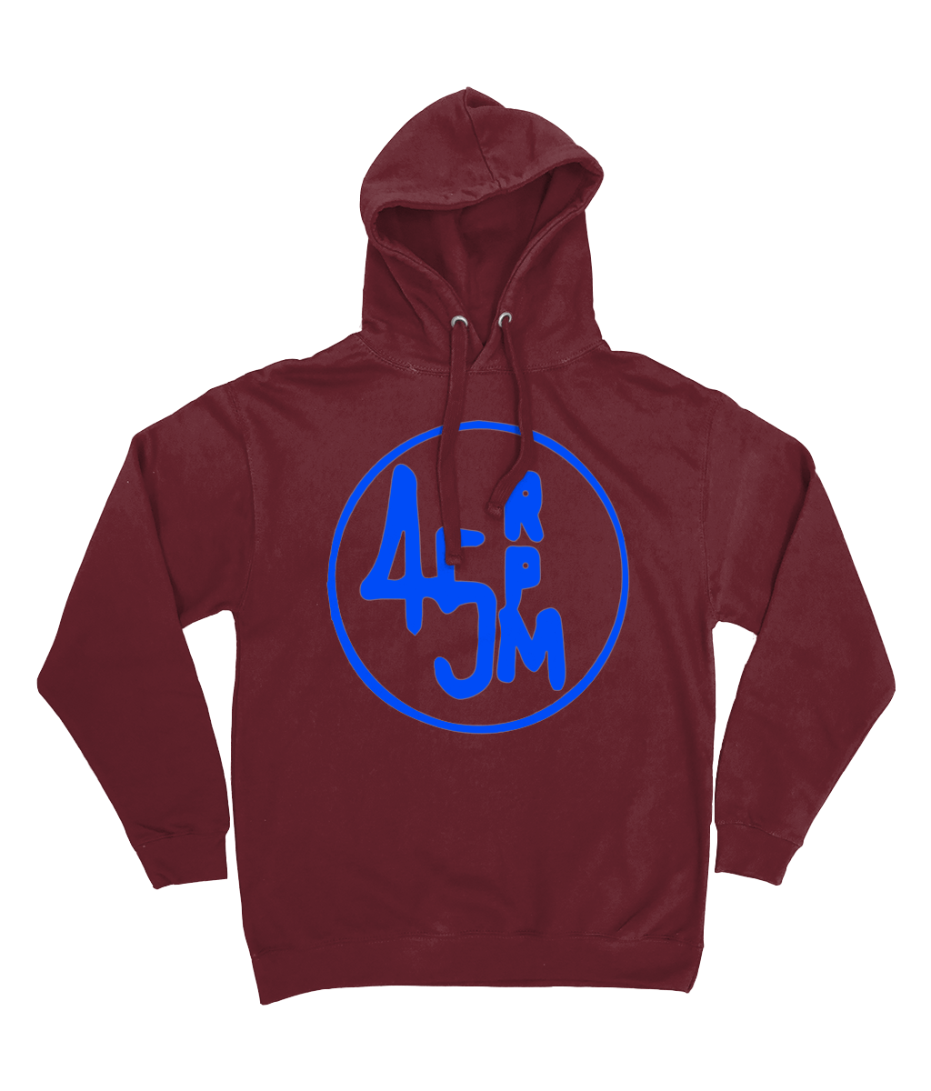 Maroon Unisex bloodsweatandtees 45rpm Graphic Blue Print hooded sweatshirt.