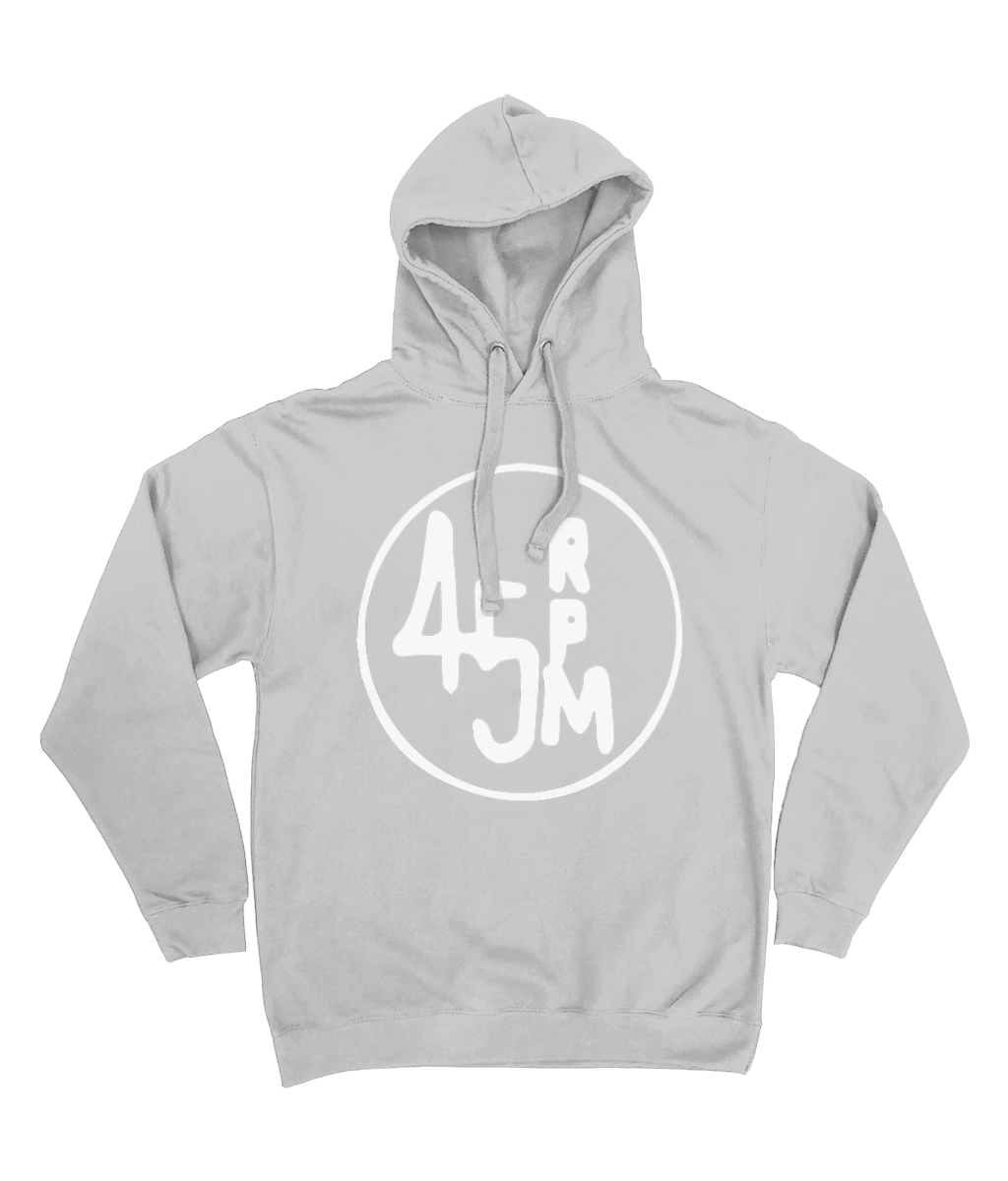 Athletic Grey Unisex bloodsweatandtees 45rpm Graphic White Print hooded sweatshirt.