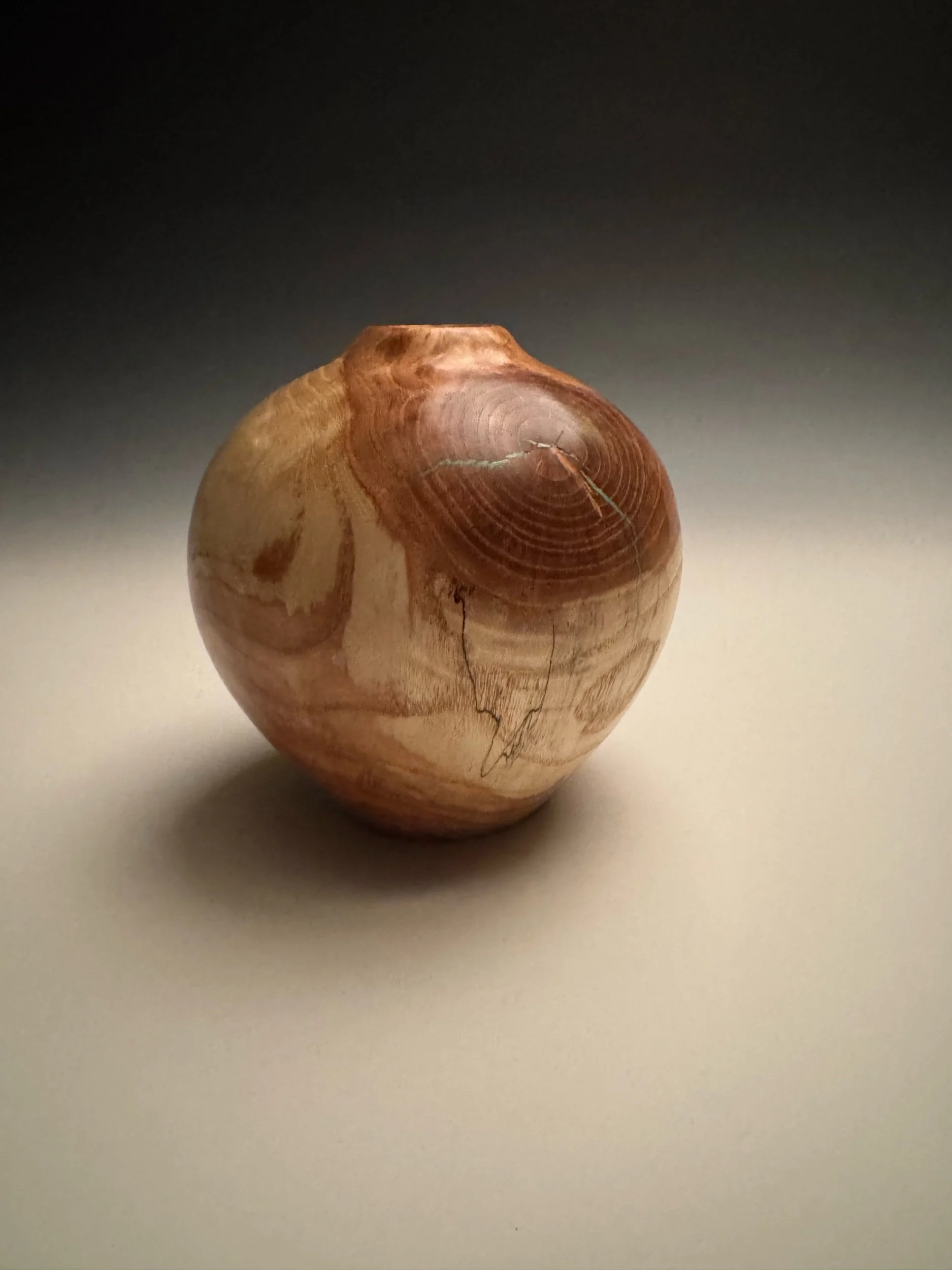 Artisan woodturned Elm vase-style hollowform