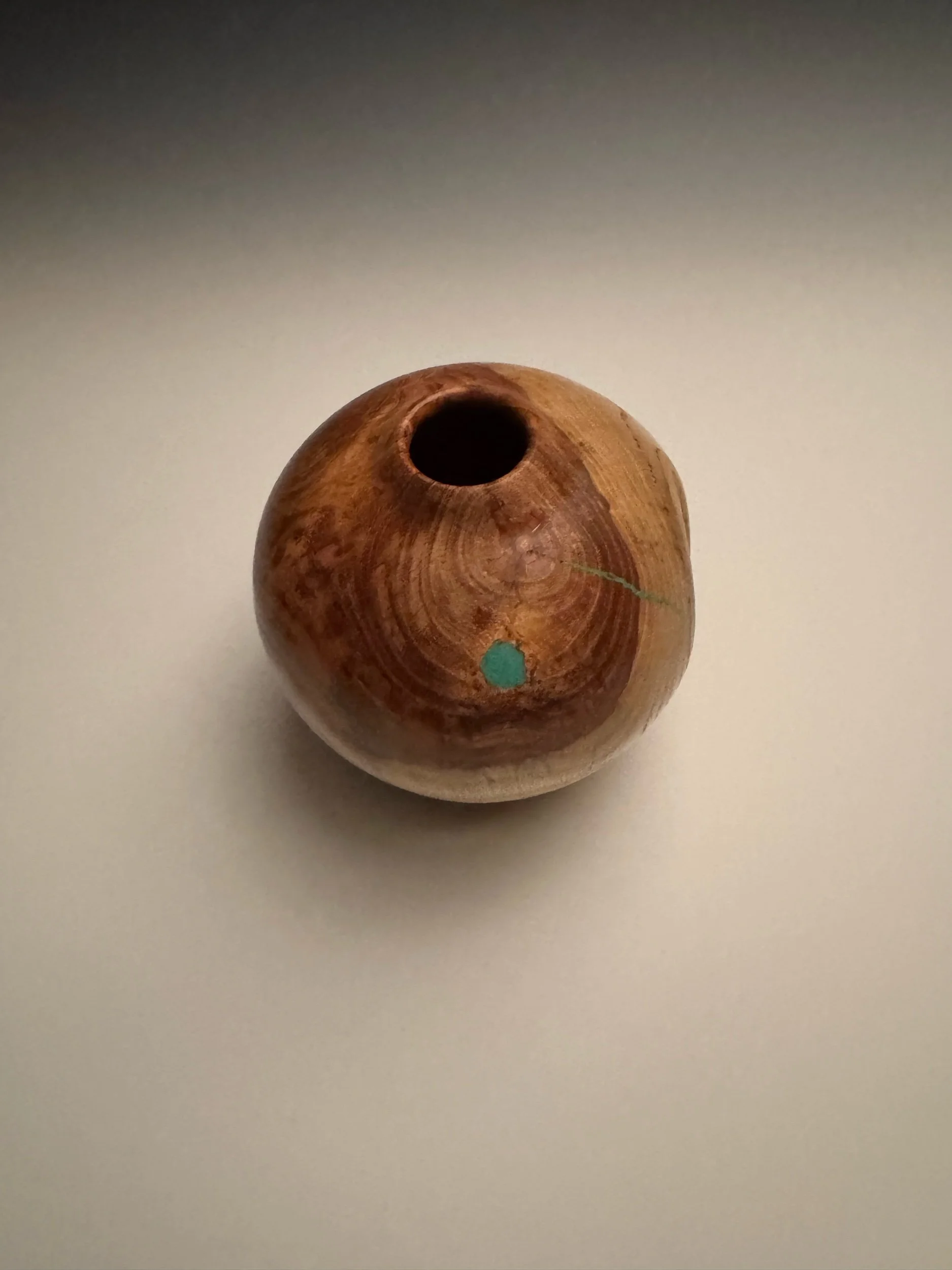 Artisan woodturned Elm vase-Top view