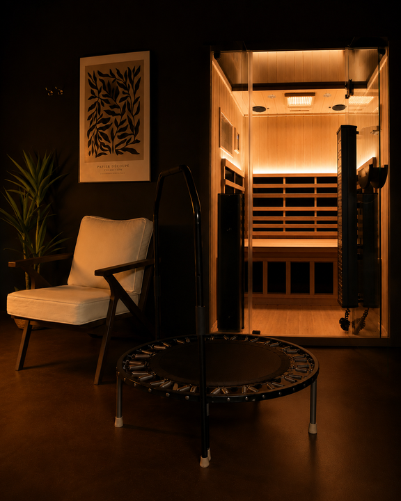 The Studio's own private suite in soft light, and the recovery chair