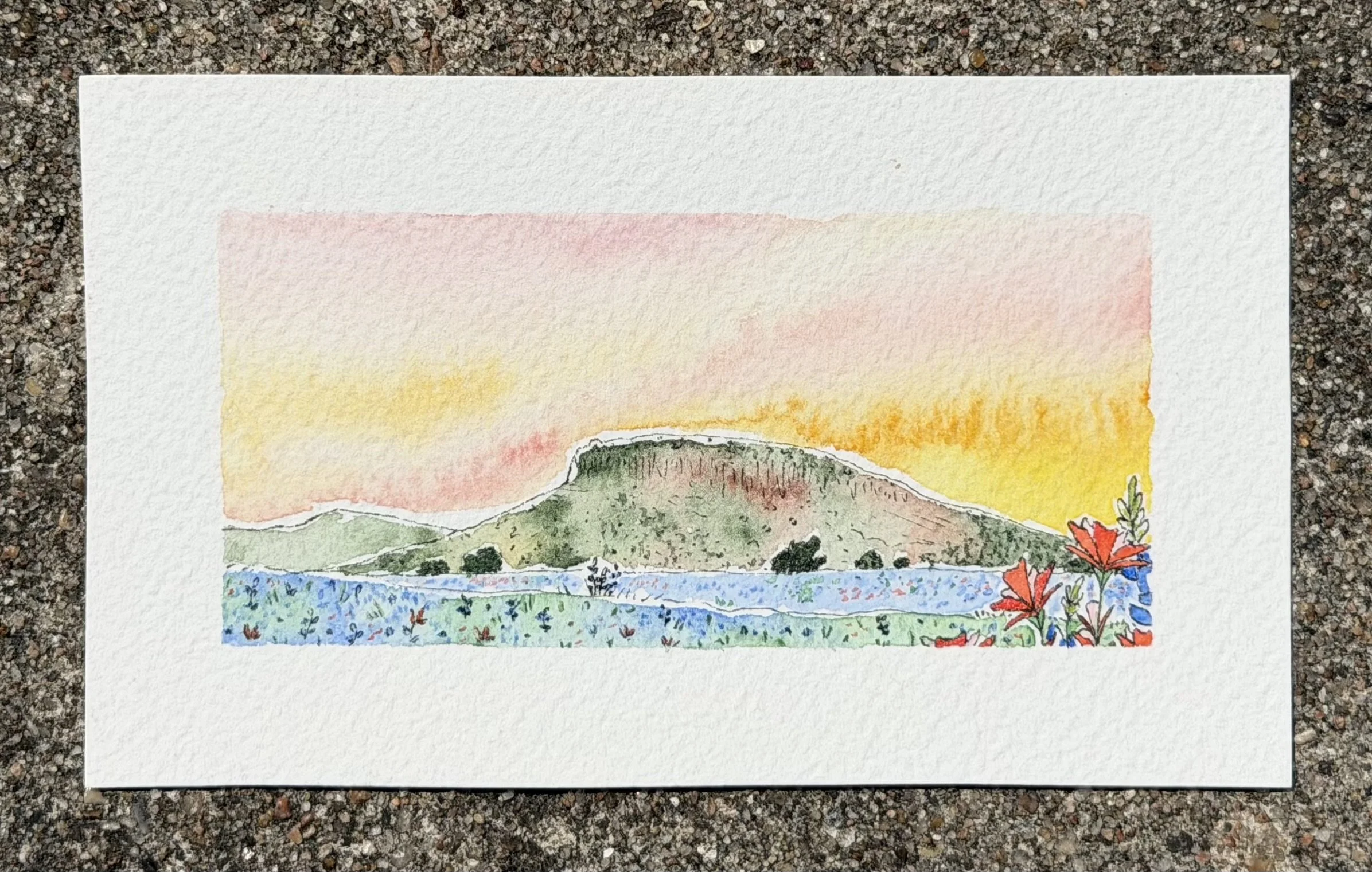 Hill Country in Springtime - Original Watercolor