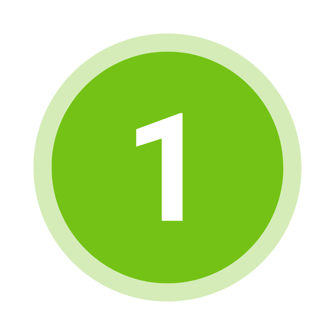 Green circle with a black number 1 in the center.