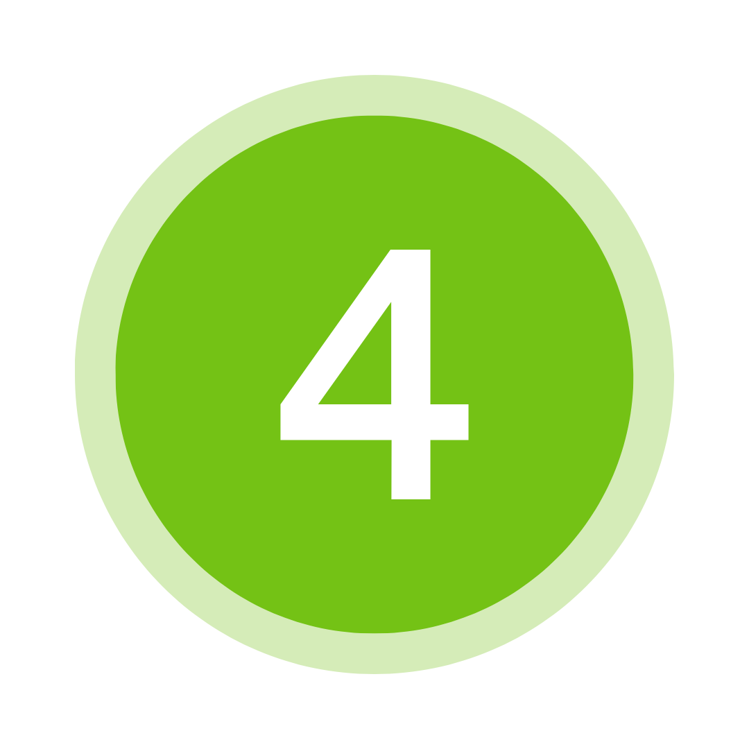 Green circle with the number 4 in black in the center.