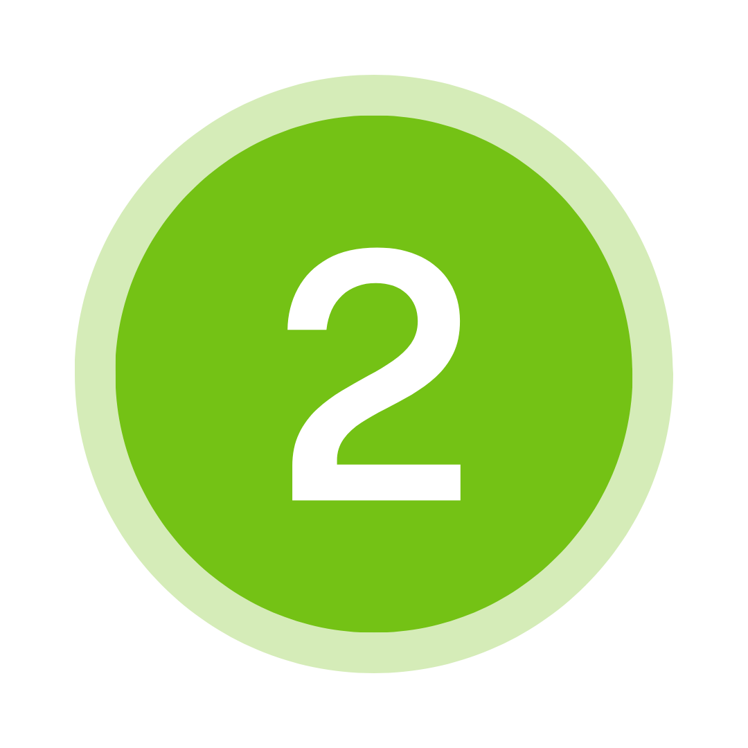 Green circle with a black number 2 in the center.
