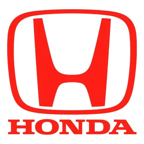 Logotipo da Honda com o símbolo H em vermelho dentro de um quadrado com borda arredondada, acima da palavra 'HONDA' em letras vermelhas.