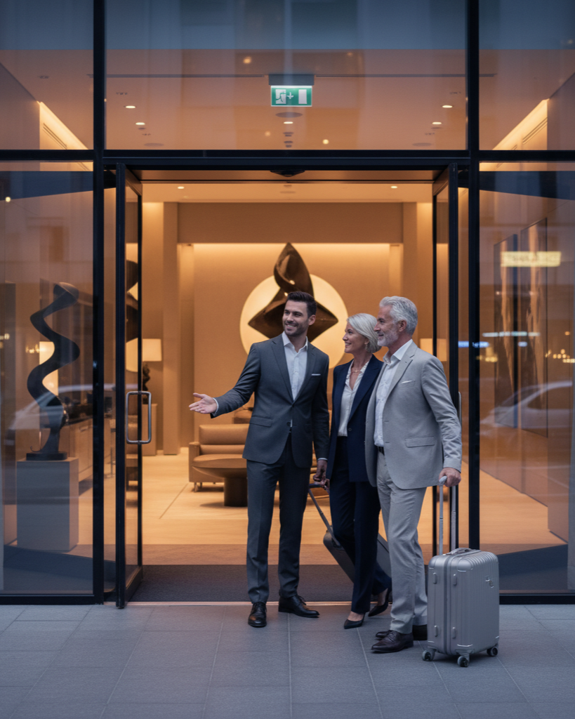 Concierge recebendo casal de executivo, concierge para eventos corporativos