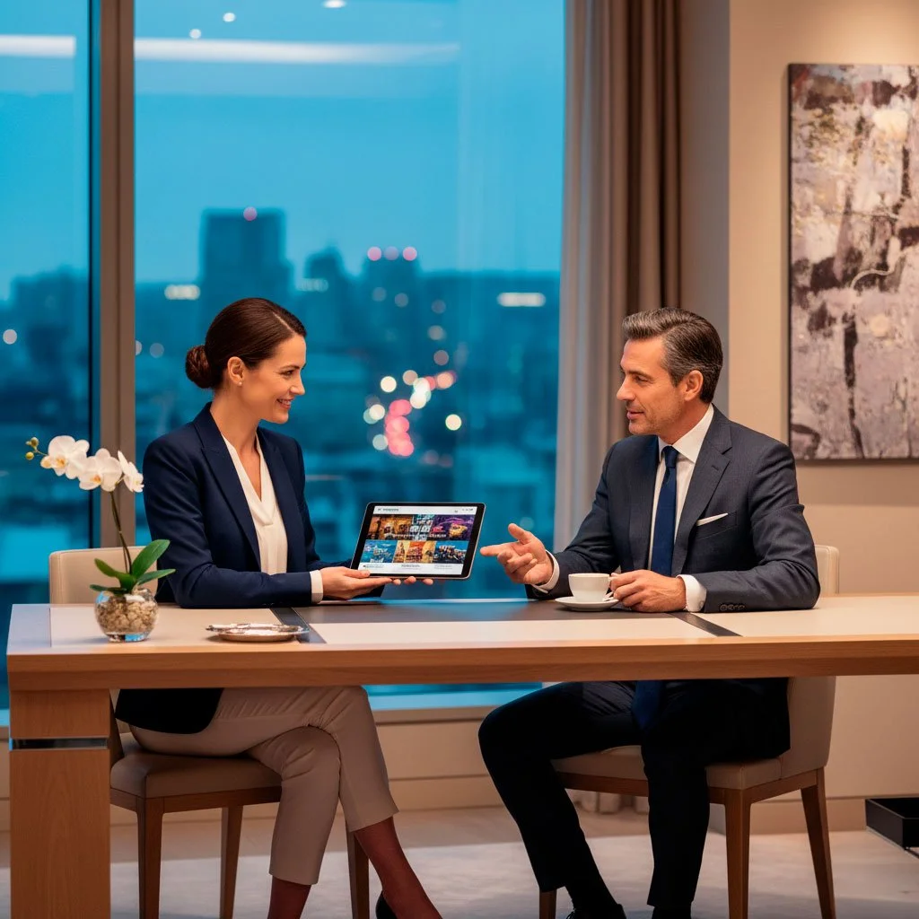 Executivos em reunião, concierge para eventos corporativos