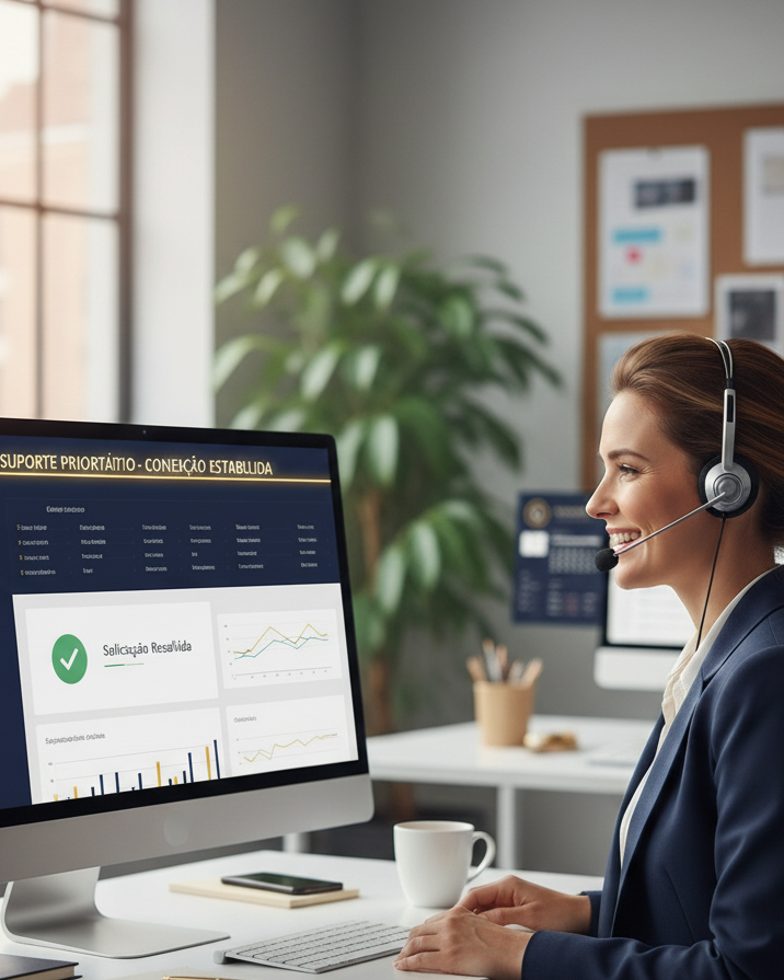 Consultora da Suplicy RSVP sorrindo, simbolizando atendimento humano e tecnologia