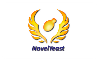 Logo of NovelYeast featuring a stylized yellow and orange yeast cell with orange wings.