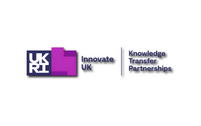 Logo with UKRI in purple and white, and the words 'Innovate UK' and 'Knowledge Transfer Partnerships' beside it.