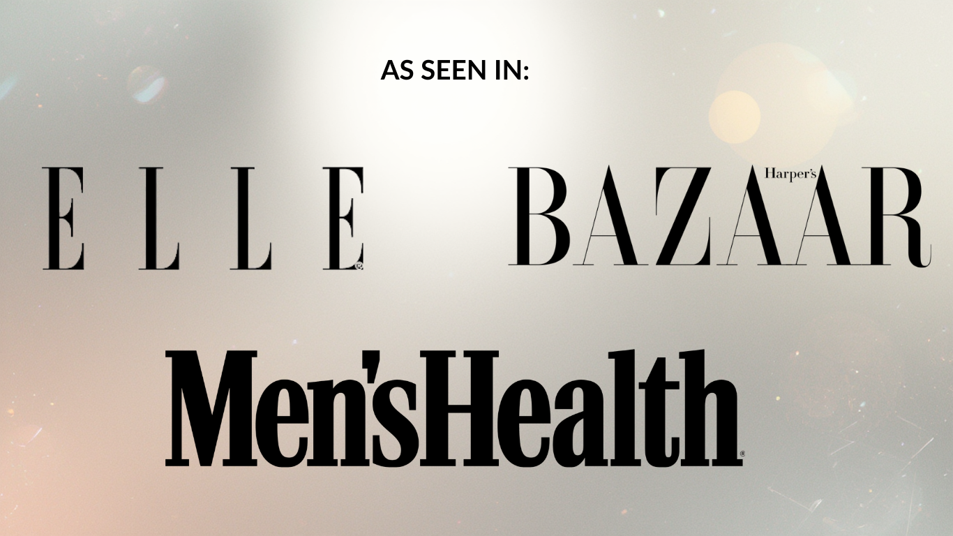Elle magazine, Harper's Bazaar, and Men's Health logos showing magazines that The Sana Clinic has been published in.
