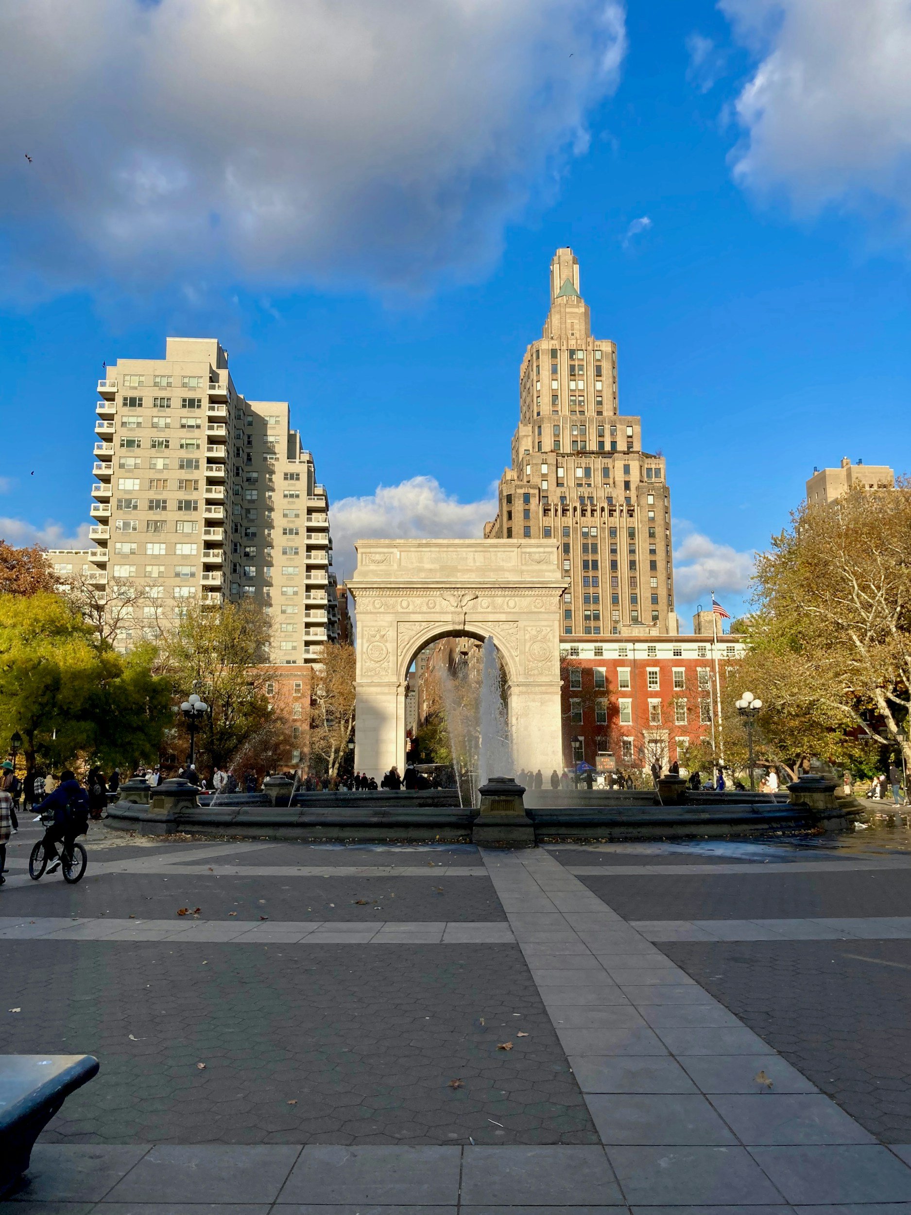 View of the Washington Square Park, representing the New York City professionals and students served by my private telepsychiatry practice.