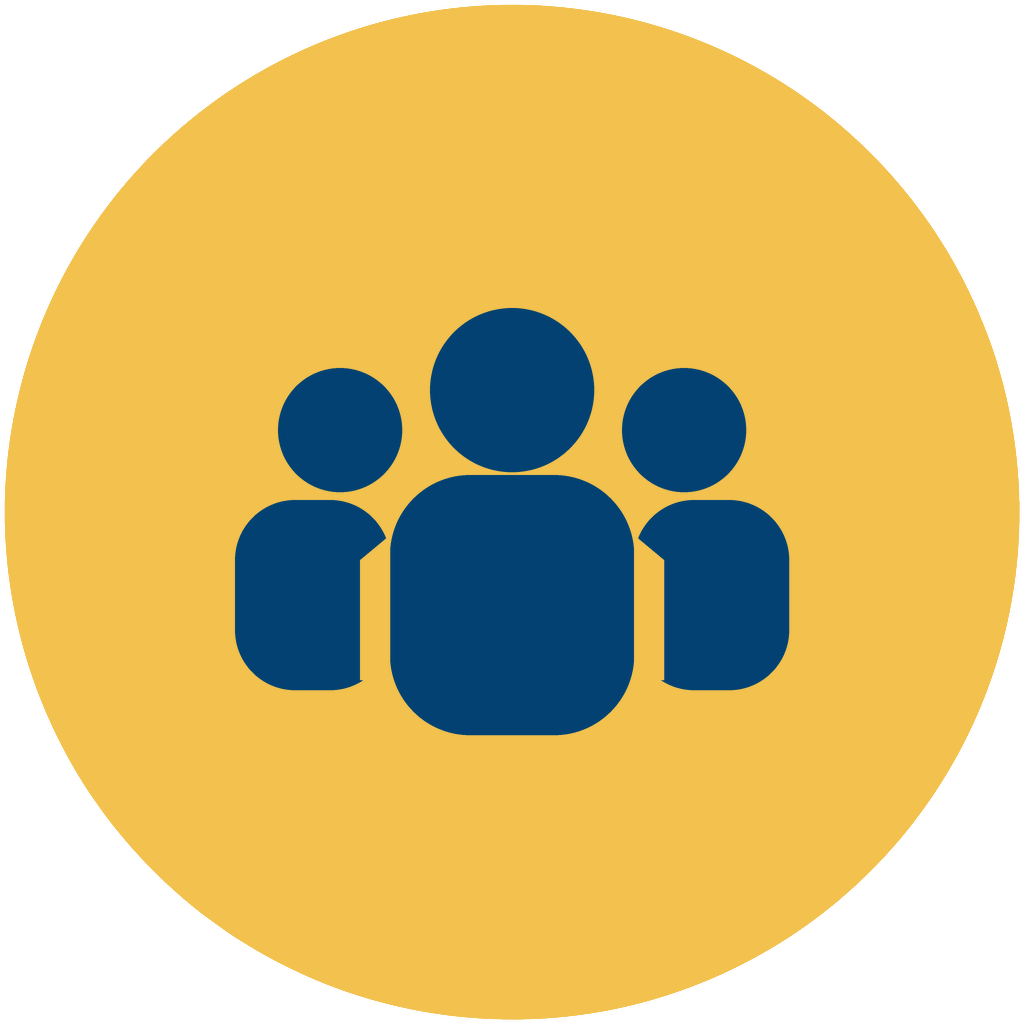 An icon of three human figures inside a yellow circle