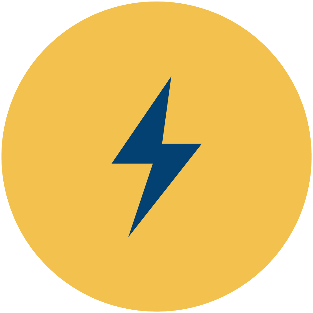 A dark blue lightning bolt symbol on a yellow background.