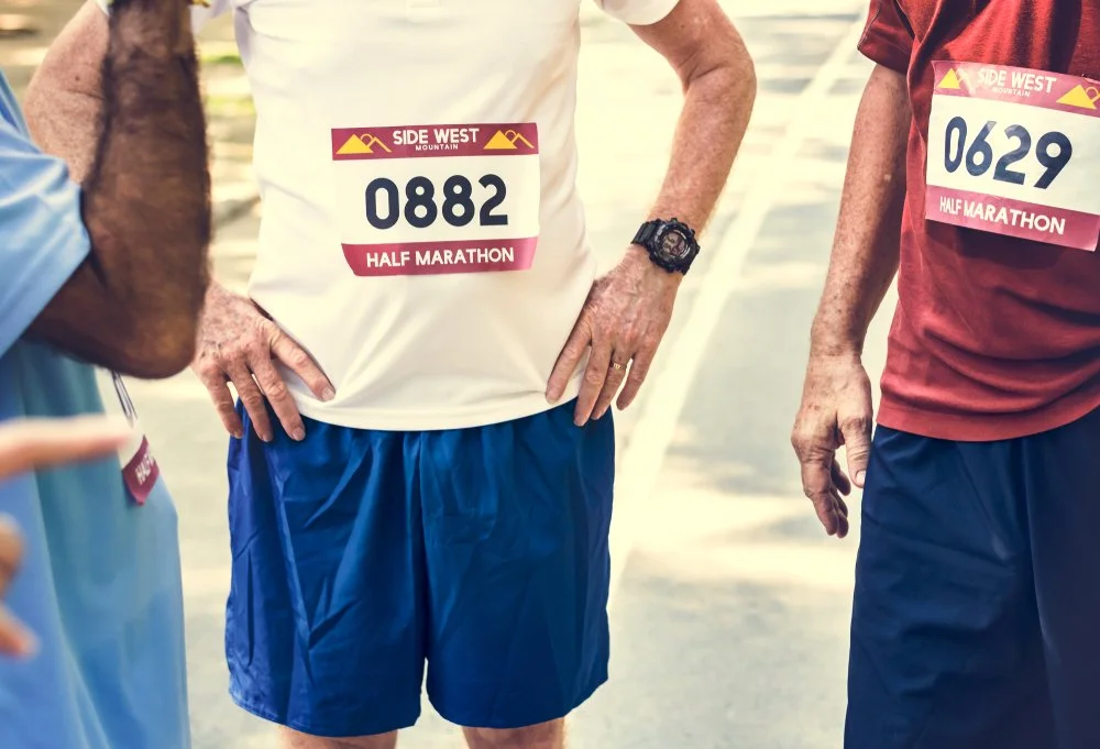 Older runner hip area view