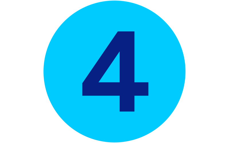 Blue circle with a large dark blue number 4 in the center.