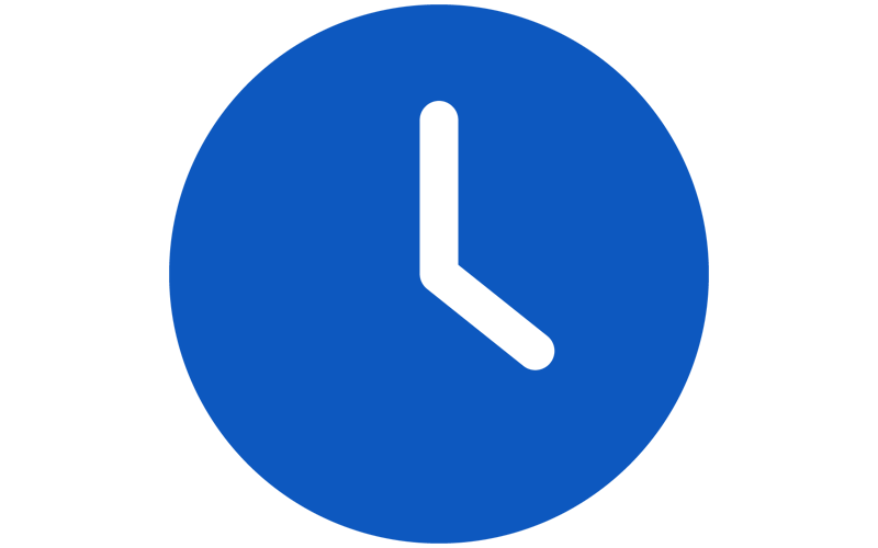 Blue clock showing the time as 3:00