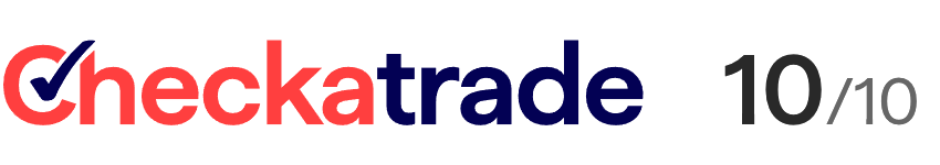 Checkatrade logo in red, blue, and black text with a checkmark, next to '10/10' in gray.