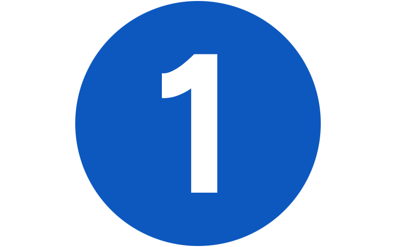 Blue circle with a white number 1 in the center