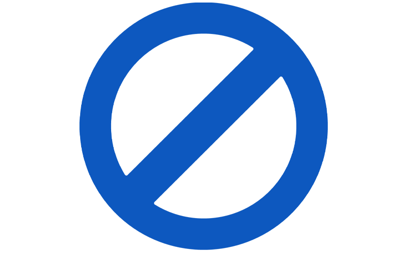 Blue prohibition sign with a diagonal line through a circle