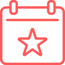 Icon of a calendar with a star in the center