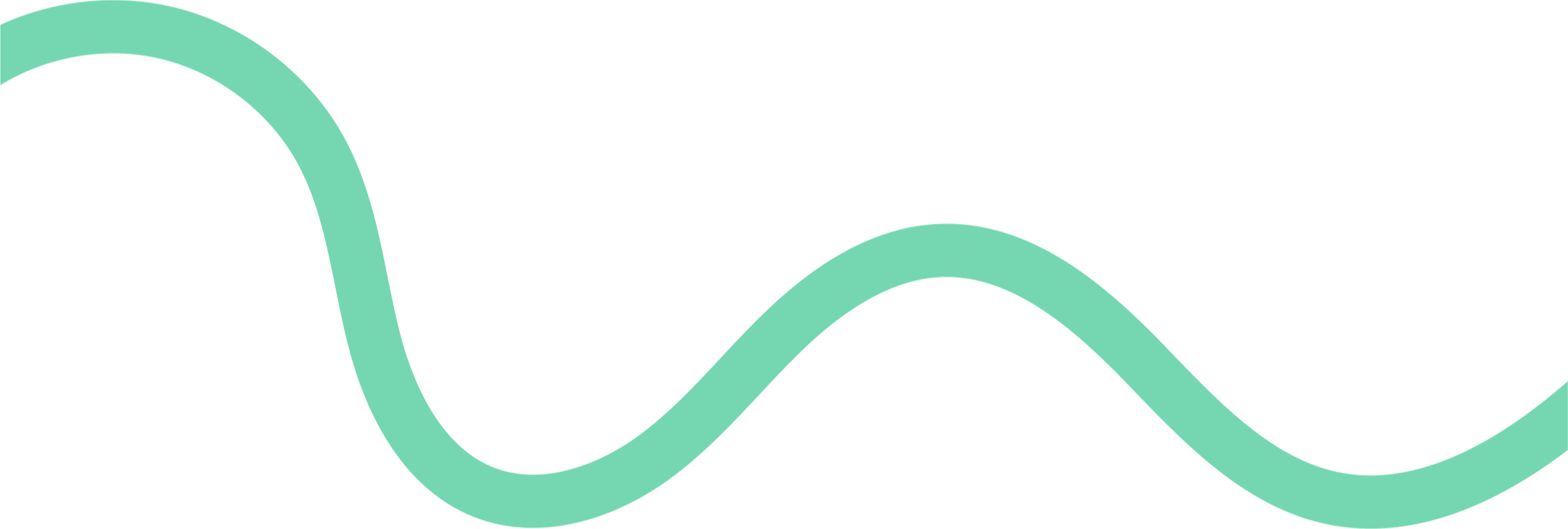 A stylized teal squiggle graphic on a transparent background.