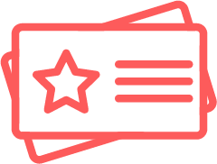 Illustration of two red tickets with a star and lines