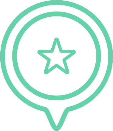 Outline of a location pin with a star inside, symbolizing a point of interest or favorite location.