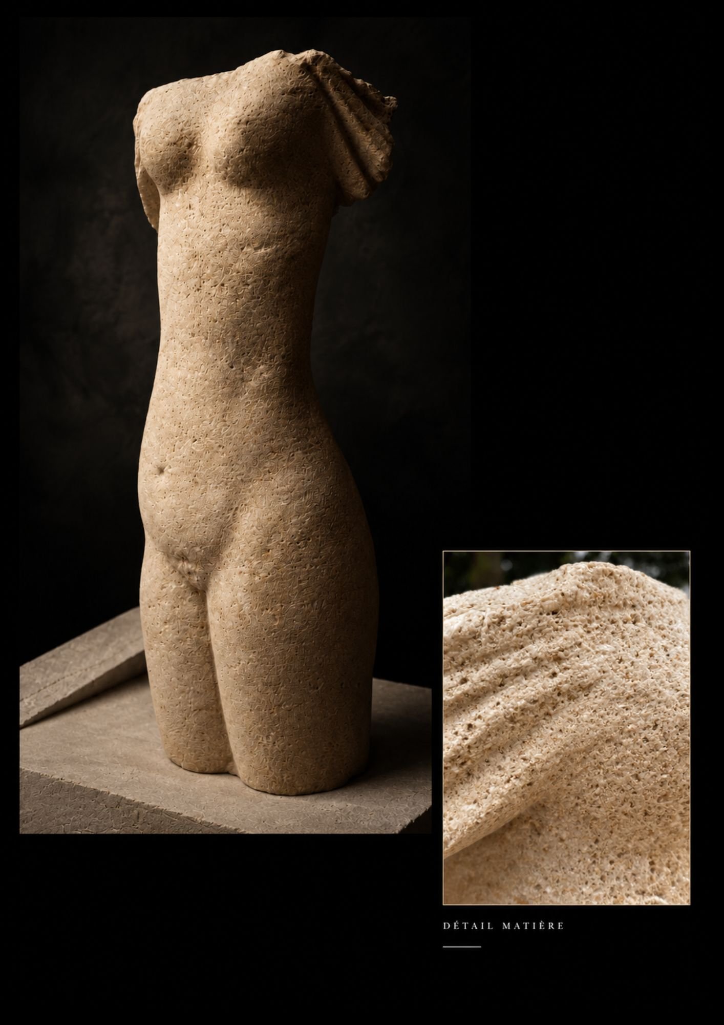 Lithique II, sculpture contemporaine en pierre de Saint-Maximin par Florence Jarrige, artiste sculpteur à Cluny en Bourgogne.