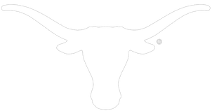 Silhouette of a longhorn steer head with prominent horns.