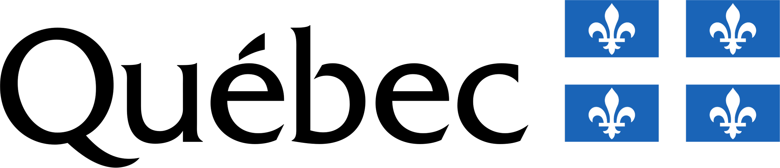 Government of Quebec Logo and flag - A flag featuring a black fleur-de-lis symbol on a field of blue.