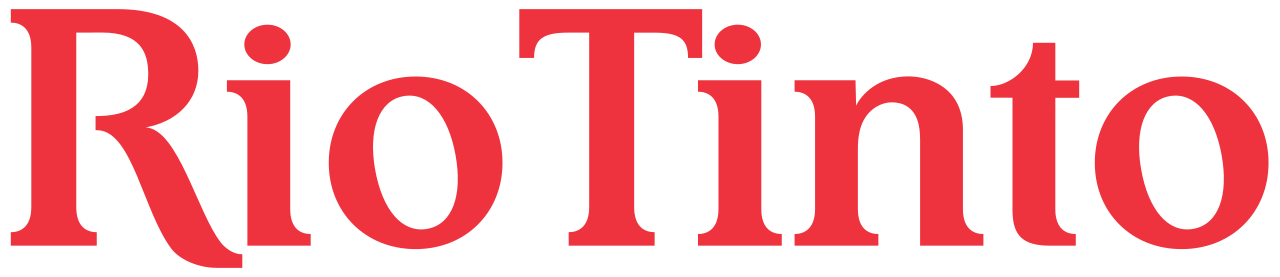 Logo for Rio Tinto company -  text 'Rio Tinto' in large red font on a blank background.