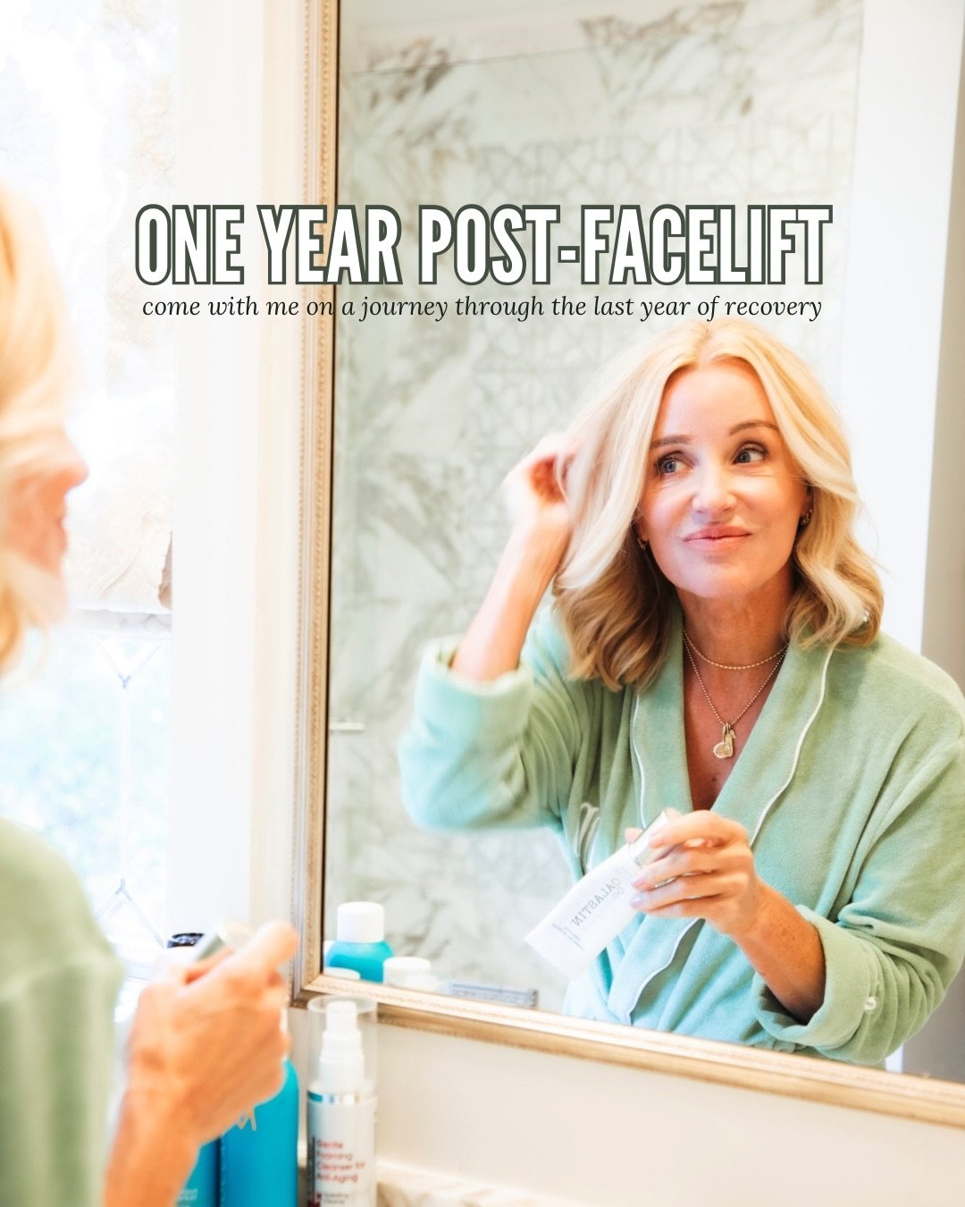 ONE year post facelift ✨ 

Come with me on a journey through the last year of my recovery 🤍

Comment ME and I&rsquo;ll message you my favorite skincare &amp; makeup post-facelift

.
.
.
#deepplanefacelift #co2laser #yaglaser #facelift #faceliftsurge