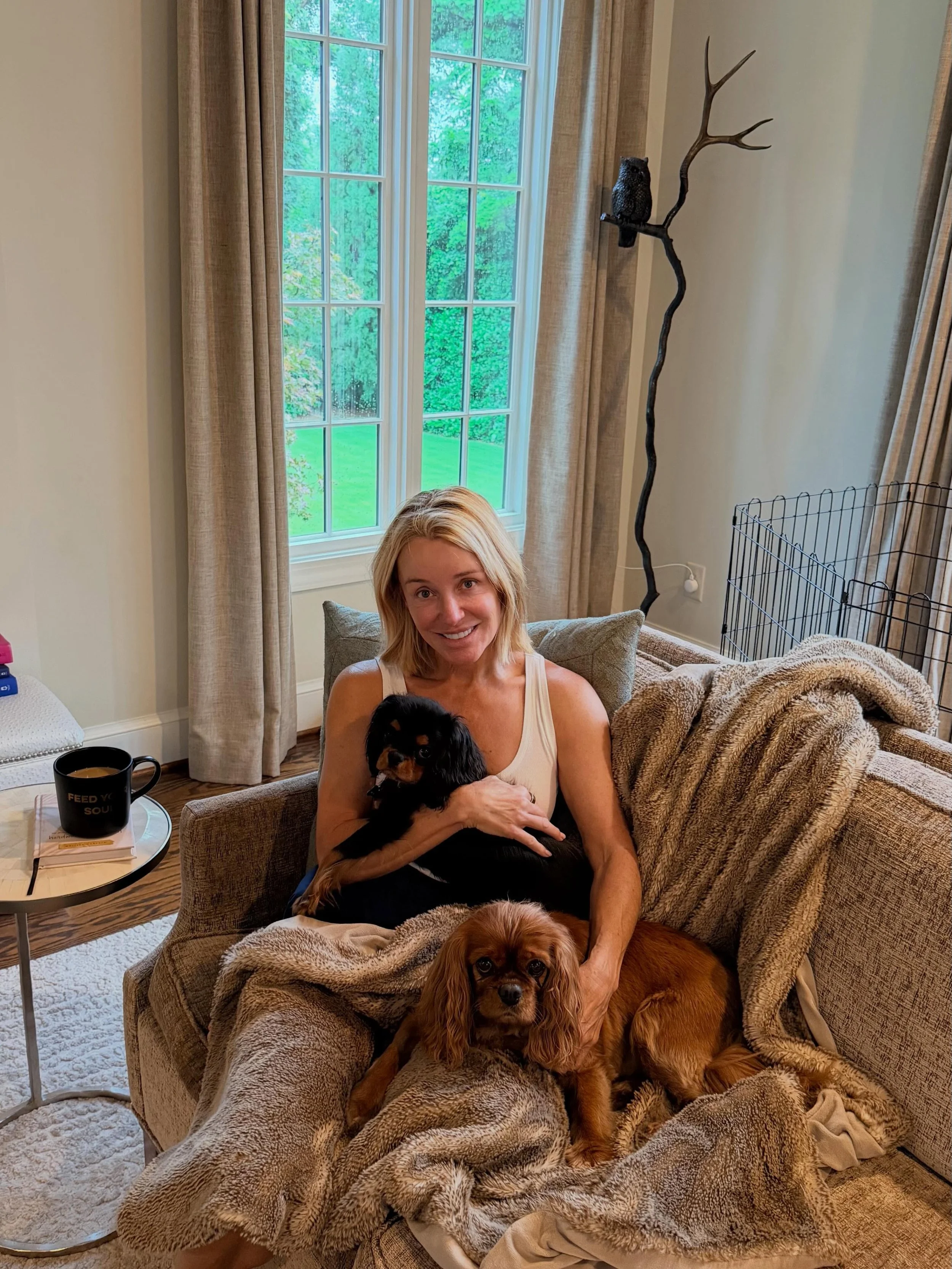 Slow Saturday. 
Rain. Coffee. Mia and Louie.
It&rsquo;s okay to slow down. 😃
Who is with me? 🙋&zwj;♀️
.
.
.
#saturdaymorning #slowliving #wellandworthylife