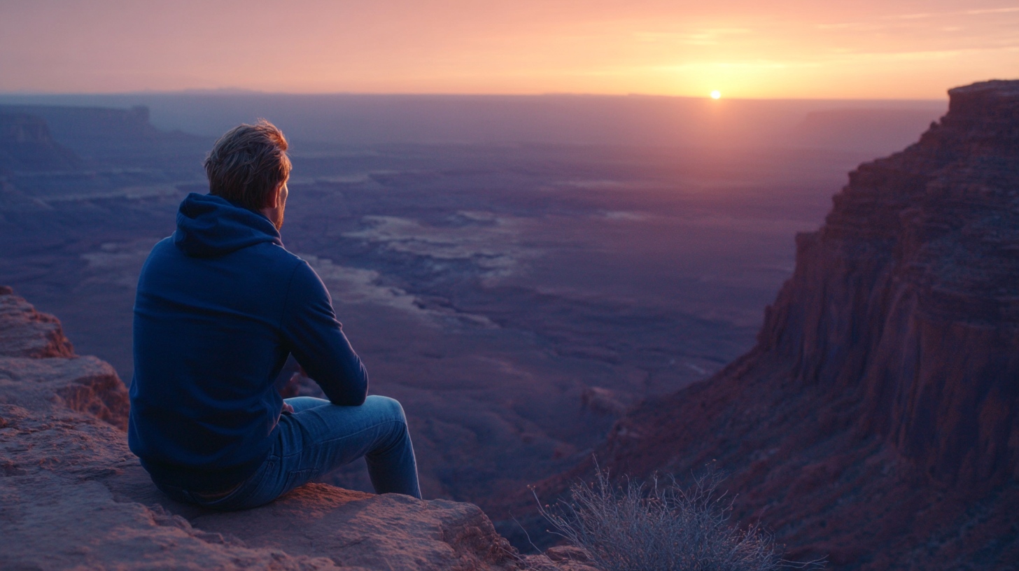 Movie poster for 'The Sequence' featuring a man looking at a large satellite dish during sunset with the Milky Way in the background.