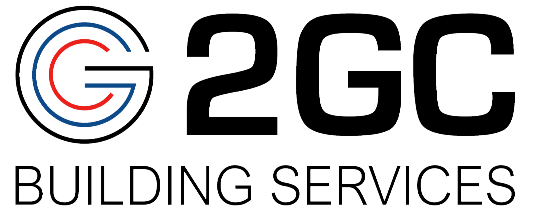 The logo for G2G Building Services features a stylized G with a red and blue circle, followed by the black text '2GC' and the words 'Building Services' below.