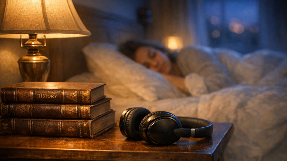 The Science of Cognitive Diversion: How Narrated History and Biographies Quiet Bedtime Anxiety