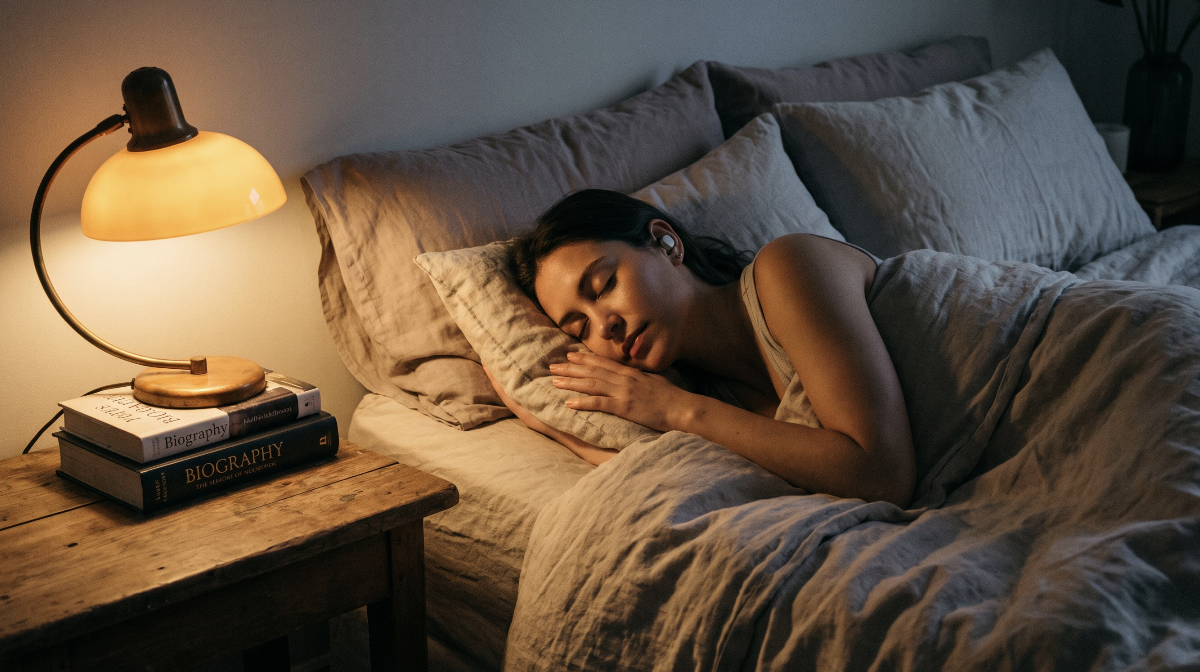 Bedtime Audio for Chronic Overthinkers: Why Paced Nonfiction and Biographies Induce Deeper Sleep
