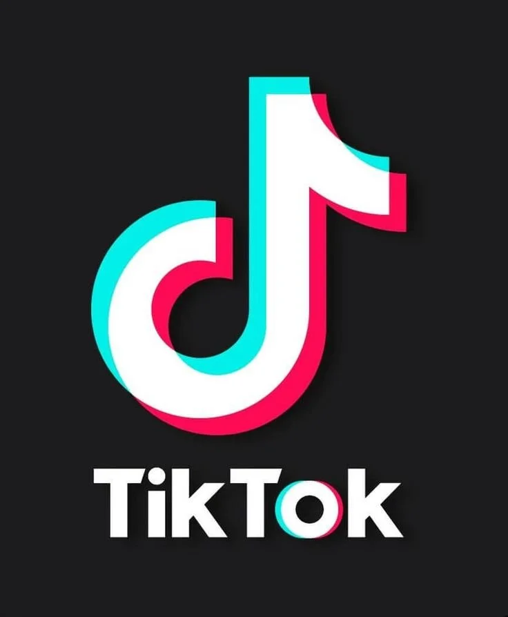 TikTok logo with black background and the word TikTok underneath it