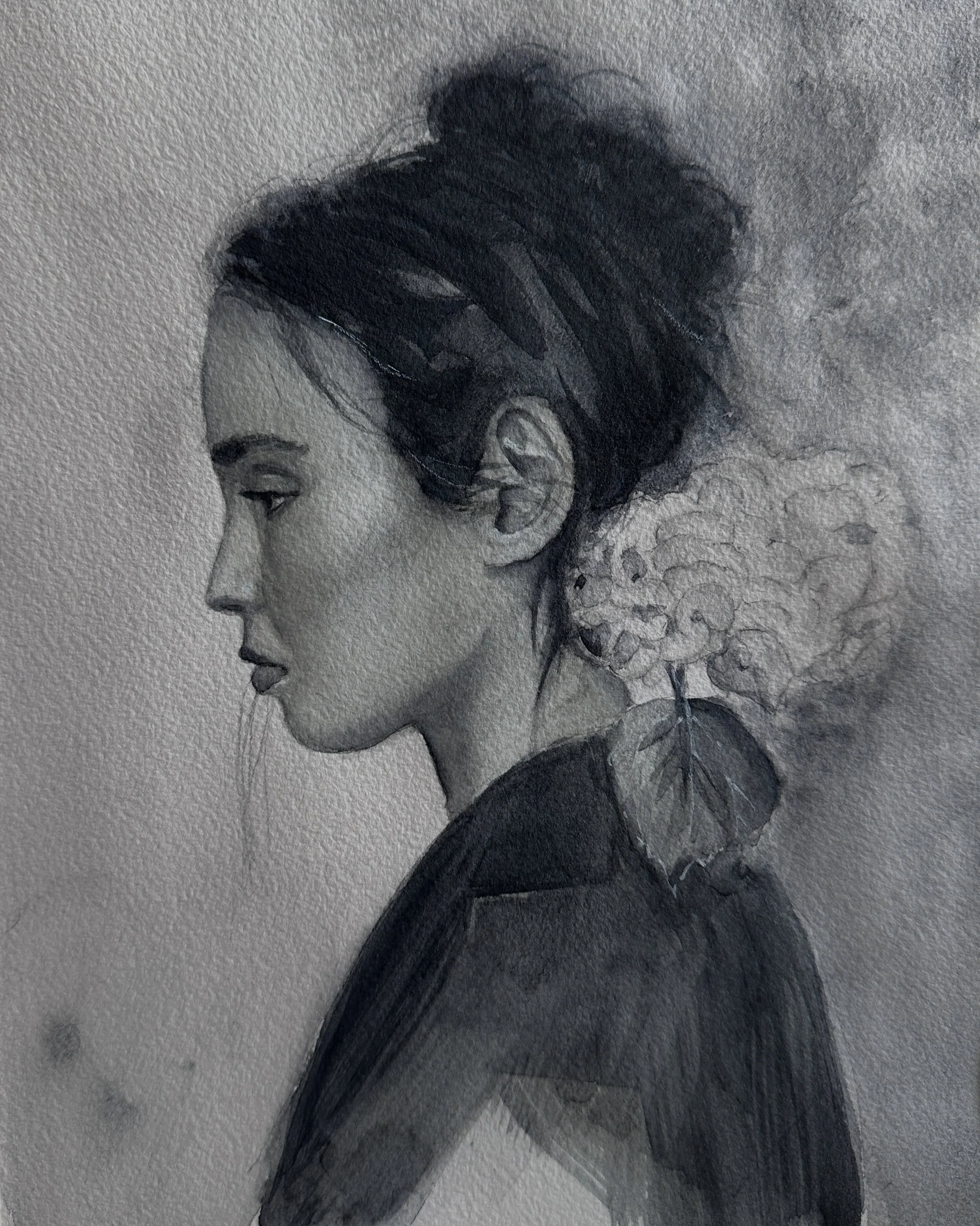 Mujeres en Carboncillo l&iacute;quido
Gracias a @almuruiz.art por proponernos este retrato.
Se me ha &ldquo;colado&rdquo; entre otro que tengo a medias con carboncillo y oro y con un perfil muy similar. 
Estos d&iacute;as estoy siguiendo intuiciones 