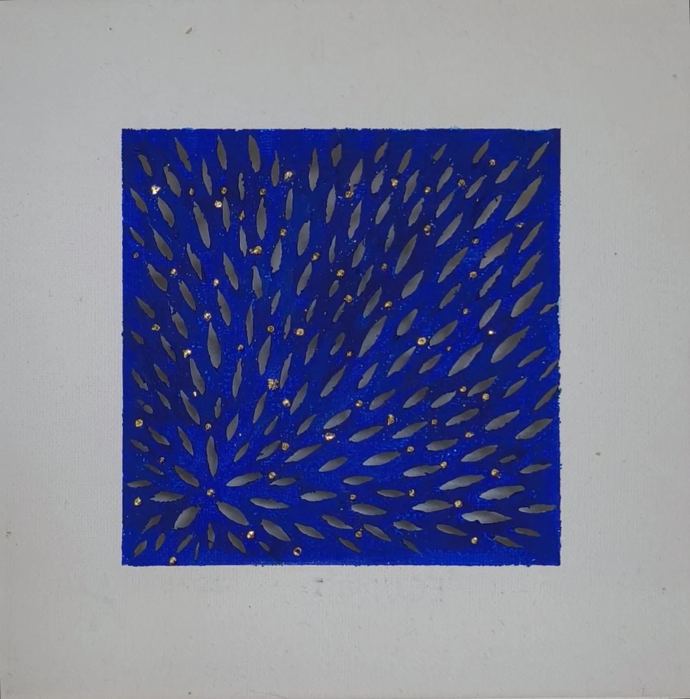 ECUME I - 20X20 cm, Acrylique, feuille d'or, découpage sur toile - 2025