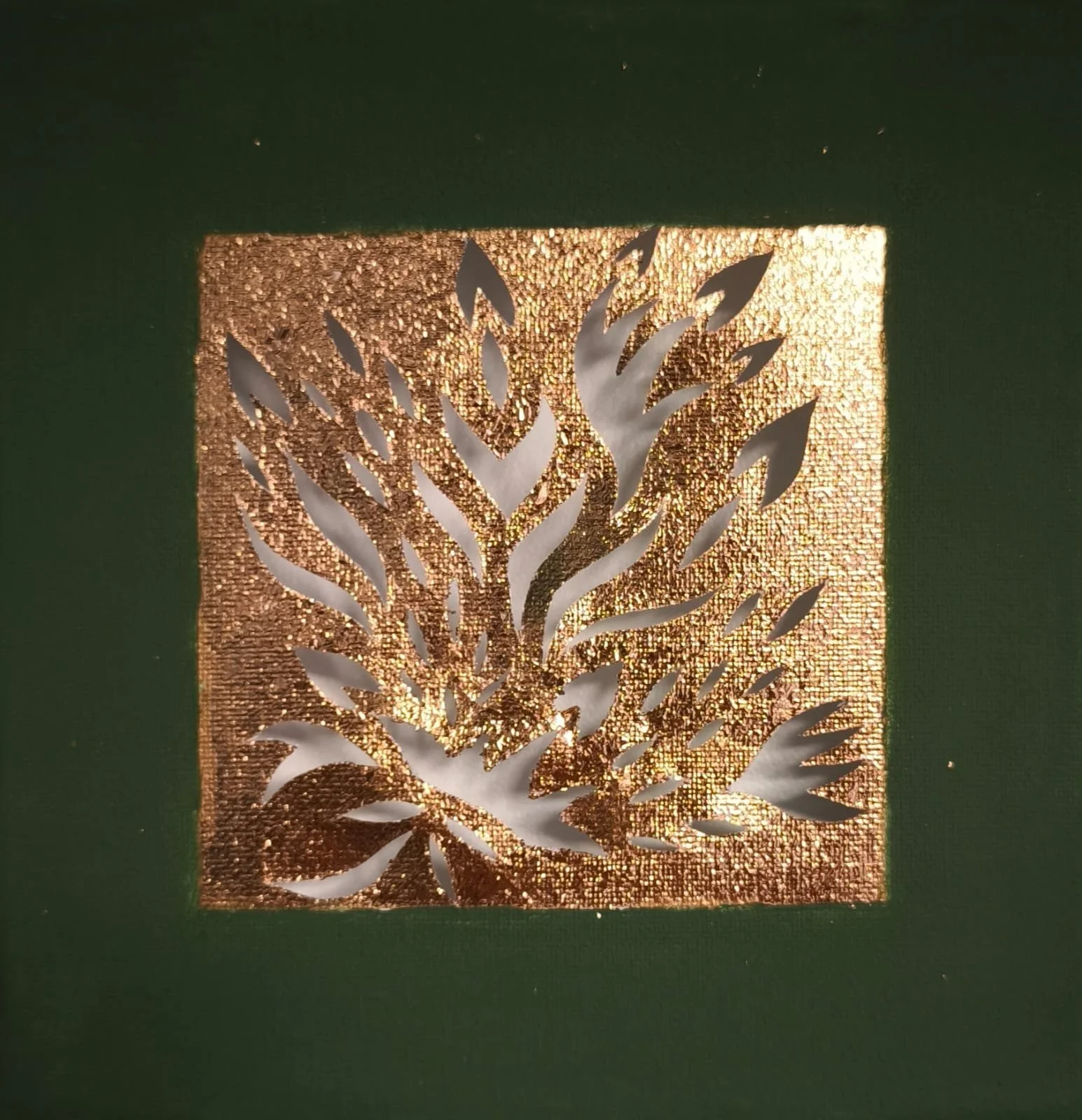 LUMEN I - 20X20 cm, Acrylique, feuille d'or, découpage sur toile - 2025