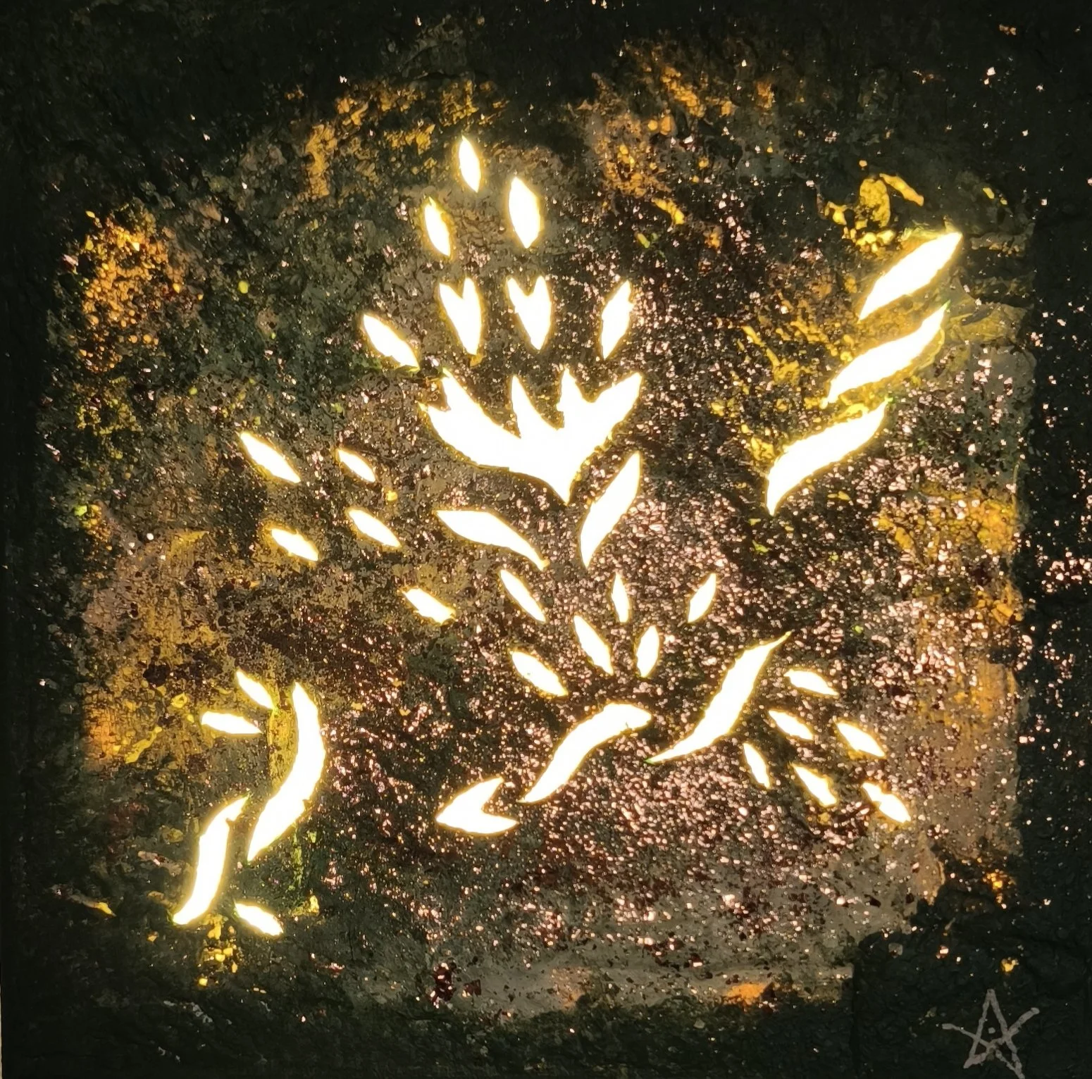 Souffle 20X20cm découpe sur toile, mixed Media, rétro-éclairage 2026 (indisponible)
