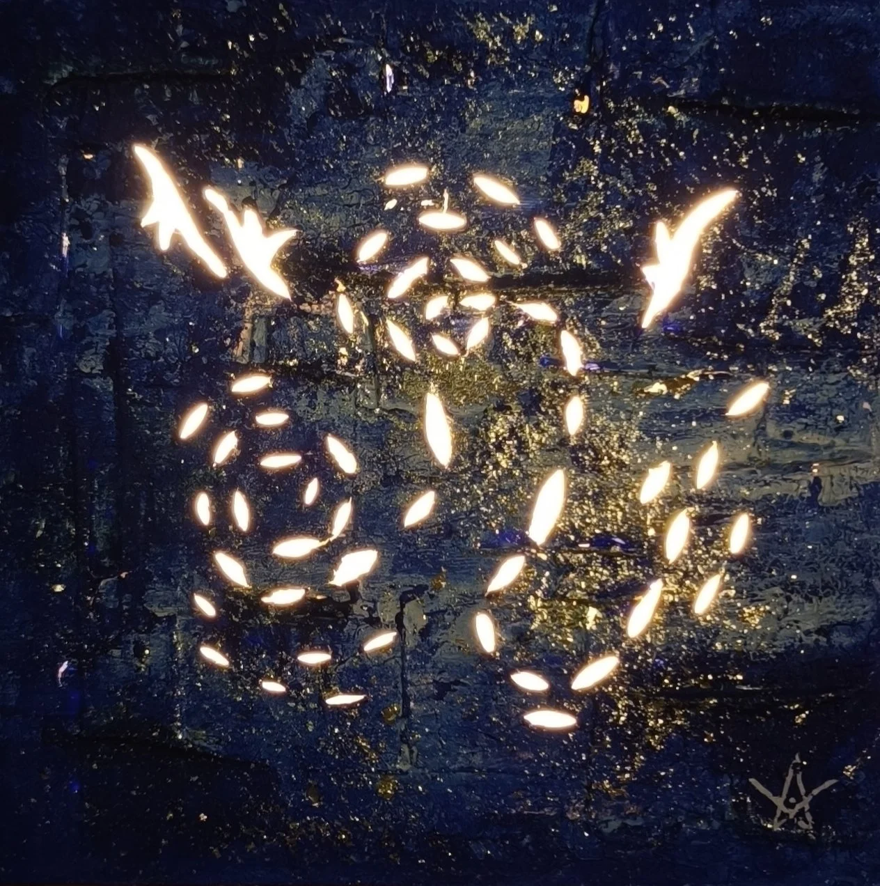 "Remous" 20X20cm découpe sur toile, mixed Media, rétro-éclairage 2026