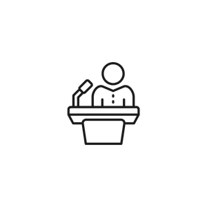 Figure at a podium embodying grounded keynotes, sharing enoughness and inspiring others to find their just right