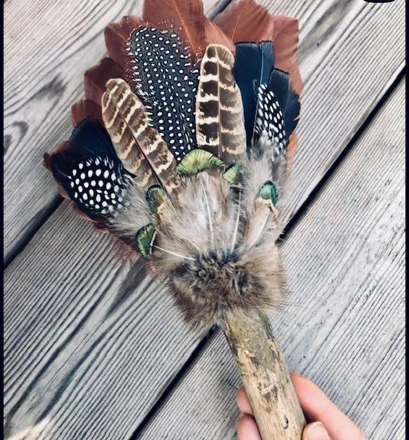 Feather smudging fans