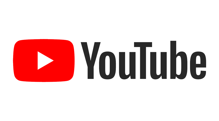 YouTube logo featuring a red play button icon and the word 'YouTube' in black text.