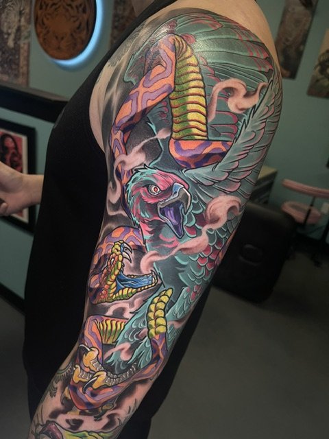 Alebrije Eagle and Snake Tattoo